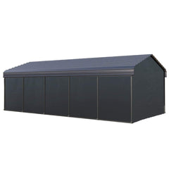 [12X25FT] Alora Heavy Duty Extra Large Multi Vehicle Carport Kit With Galvanized Steel Roof (SAK37514)