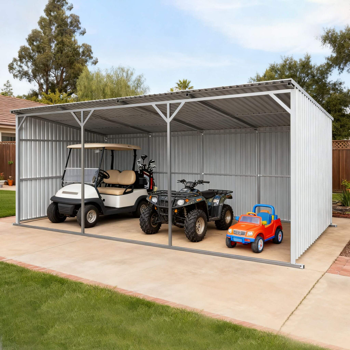 [12X25FT] Heavy-Duty Galvanized steel Storage Equipment Shed (SAK20471)