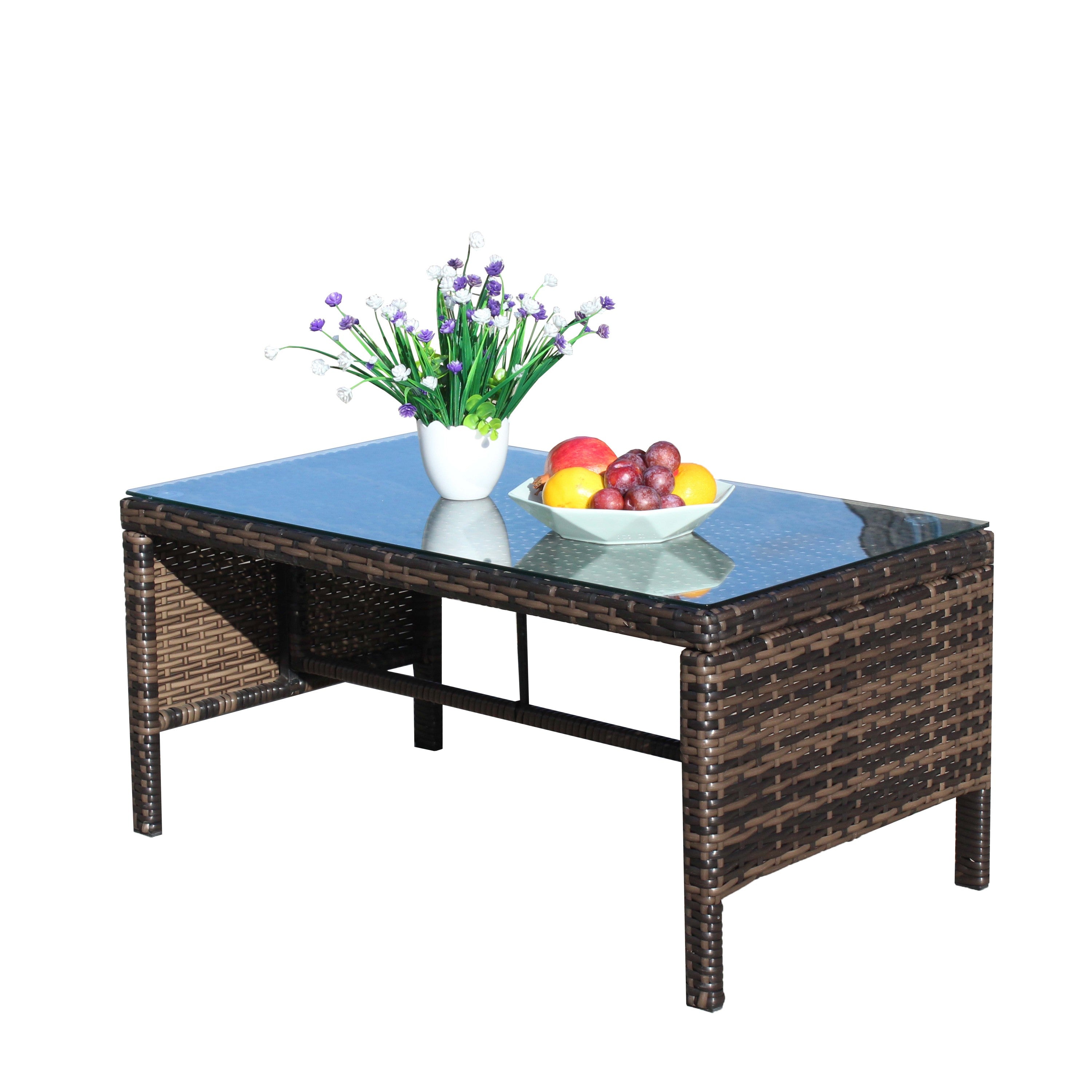 Outdoor Patio Furniture 3-Piece Conversation Set (Beige Cushion)