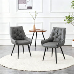 Dining Kitchen Chairs, Flat Back (Set of 2) - Dark Gray