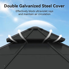 [13X13FT] Alora Cedar Wood Galvanized Steel Octagonal Hardtop Double Roof Gazebo (SAK17468)