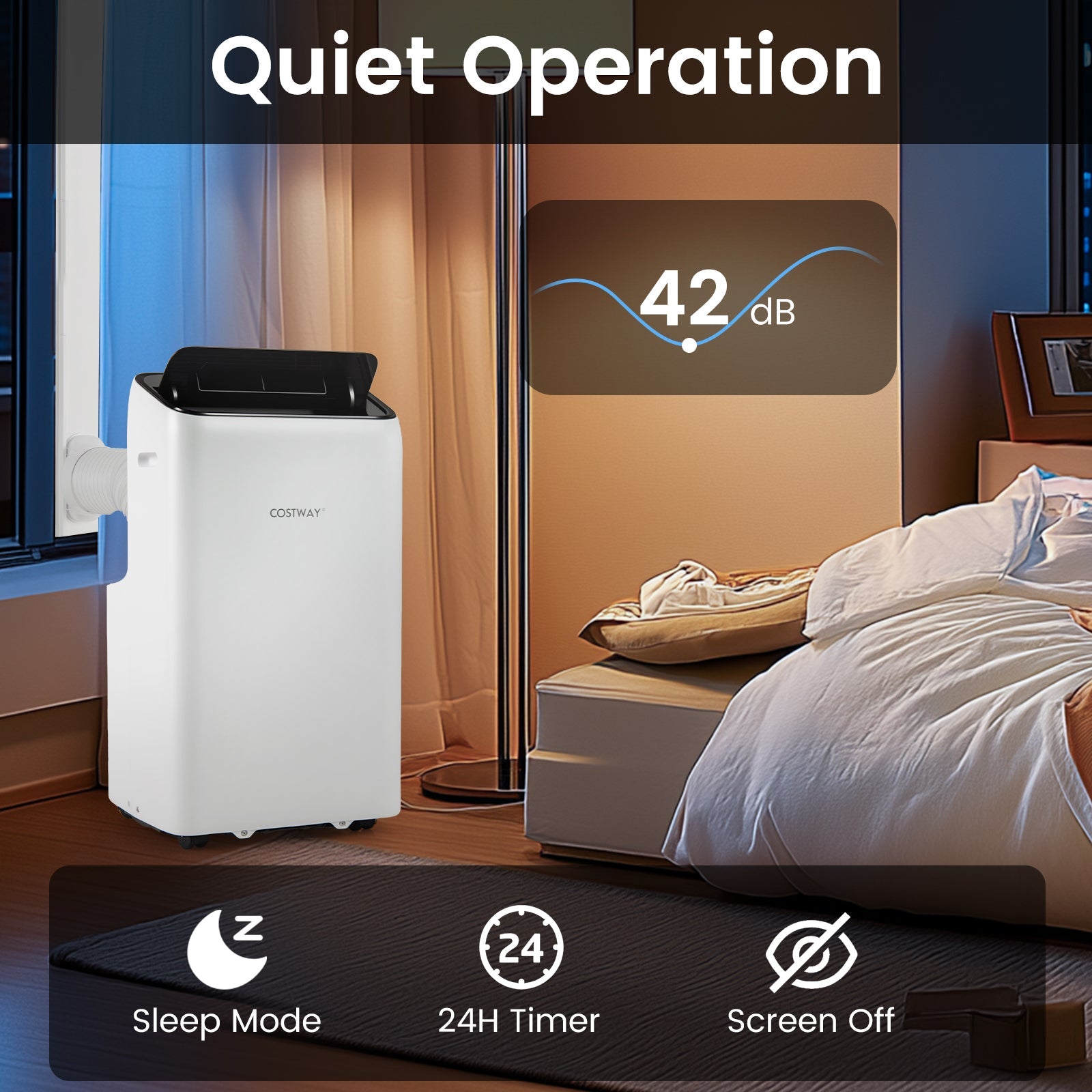14000 BTU Inverter Portable Air Conditioner 3 in 1 Wifi Enabled AC Unit-White
