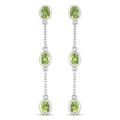 2.10 Carat Genuine Peridot .925 Sterling Silver Earrings