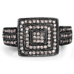 0.42 Carat Genuine Champagne Diamond .925 Sterling Silver Ring