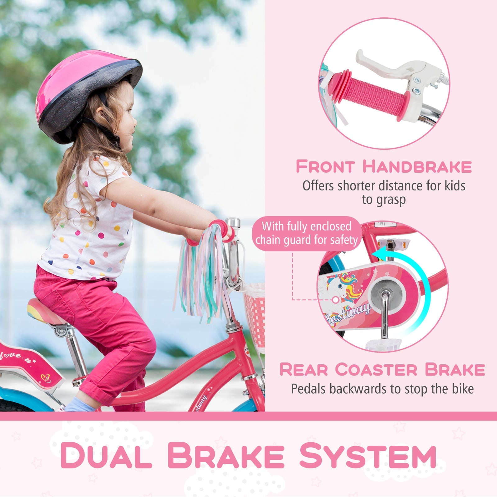 14 Inch Girls Bike with Doll Seat and Training Wheels