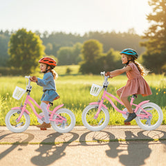 14 Inch Kids Bike with Training Wheels and Basket for Boys Girls 3-5 Years Old-14 inches
