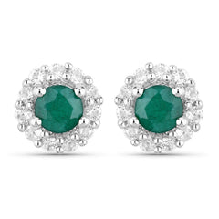 1.81 Carat Dyed Emerald and White Topaz .925 Sterling Silver Jewelry Set