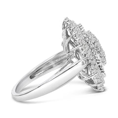 Sterling Silver 2.0 Cttw Diamond Oval Halo Cocktail Ring