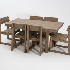 7-Piece HDPE Outdoor Dining Set for 6 – Antique Dark Oak