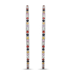 2.24 Carat Genuine Multi Sapphire .925 Sterling Silver Earrings