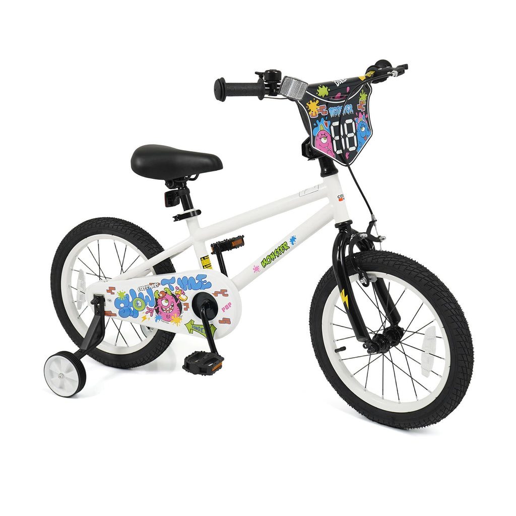 Kids Bike with Training Wheels 12-18 Inch White