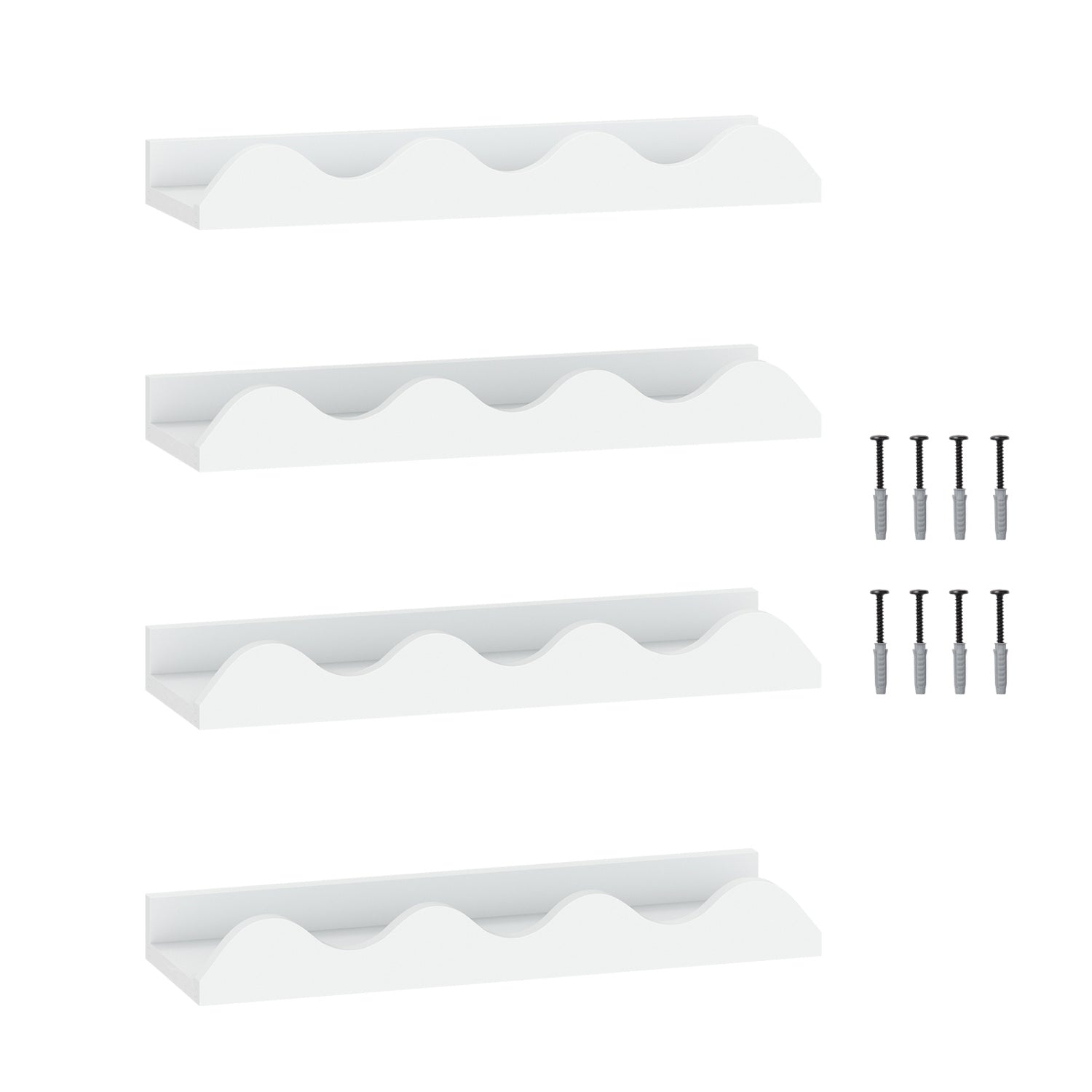 Floating Nursery Book Shelves Set of 4 - White Fir Wood