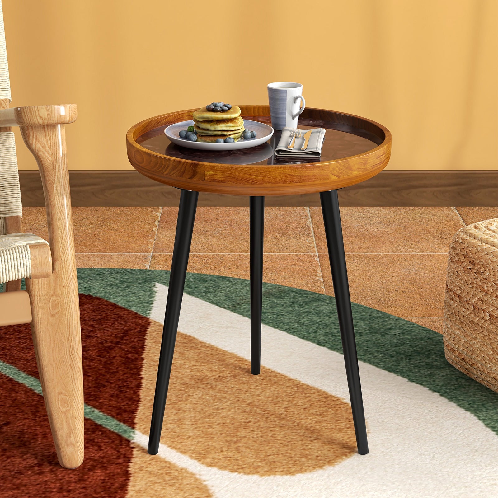 Round Sea Shell End Table with Epoxy Resin Finish