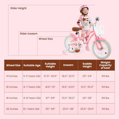 16 Inch Kids Bike with Training Wheels and Basket for Boys Girls 4-7 Years Old-16 inches