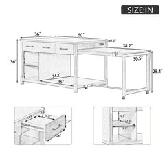 TREXM Extendable Kitchen Island with Storage
