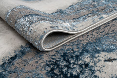 'Ziv' Luxury Area Rug in Blue and Grey Abstract Design