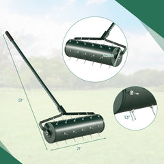 18/21 Inch Manual Lawn Aerator with Detachable Handle Filled with Sand or Stone-21 inches