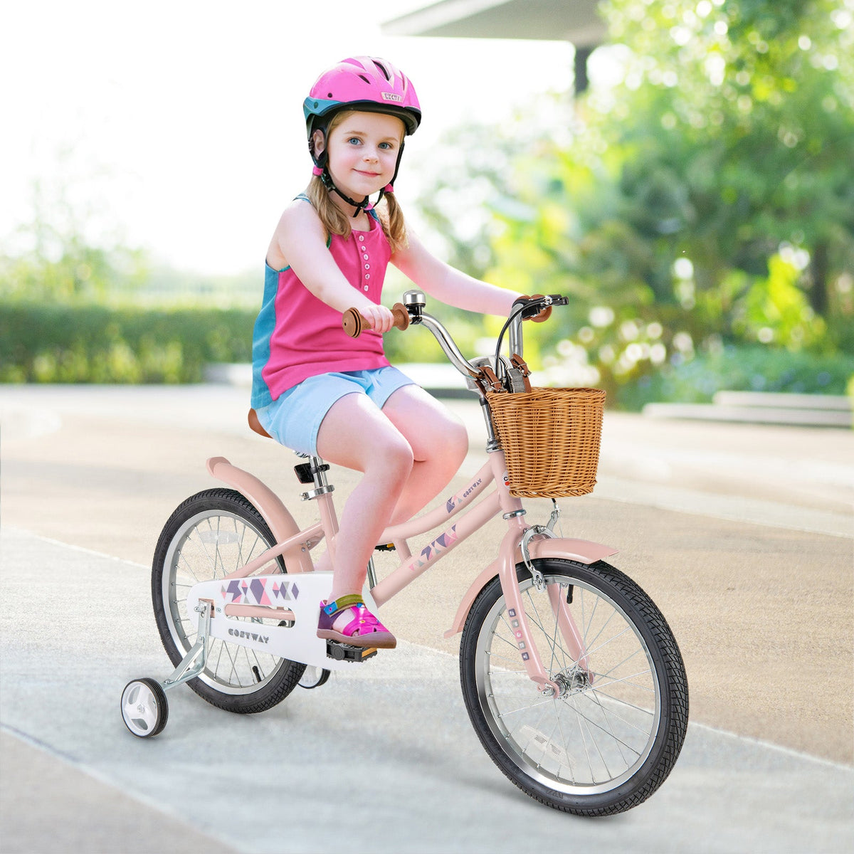 18 Inch Kids Bike Retro Bicycle with Adjustable Height and Basket for Ages 4-8 Years Old-18 inches
