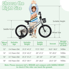 18 Inch Kids Bike Adjustable with Transparent Chain Cover for 4-8 Years Old