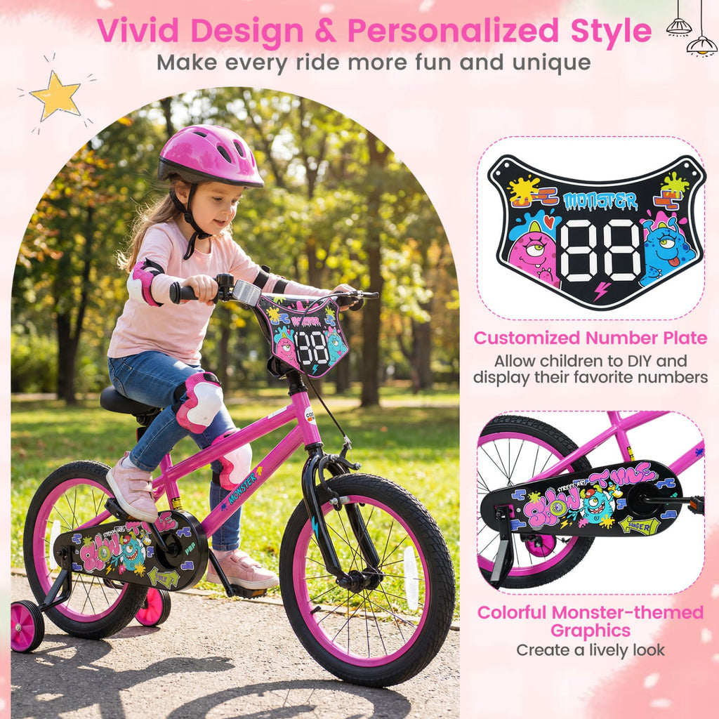 Kids Bike with Training Wheels 12-18 Inch Pink