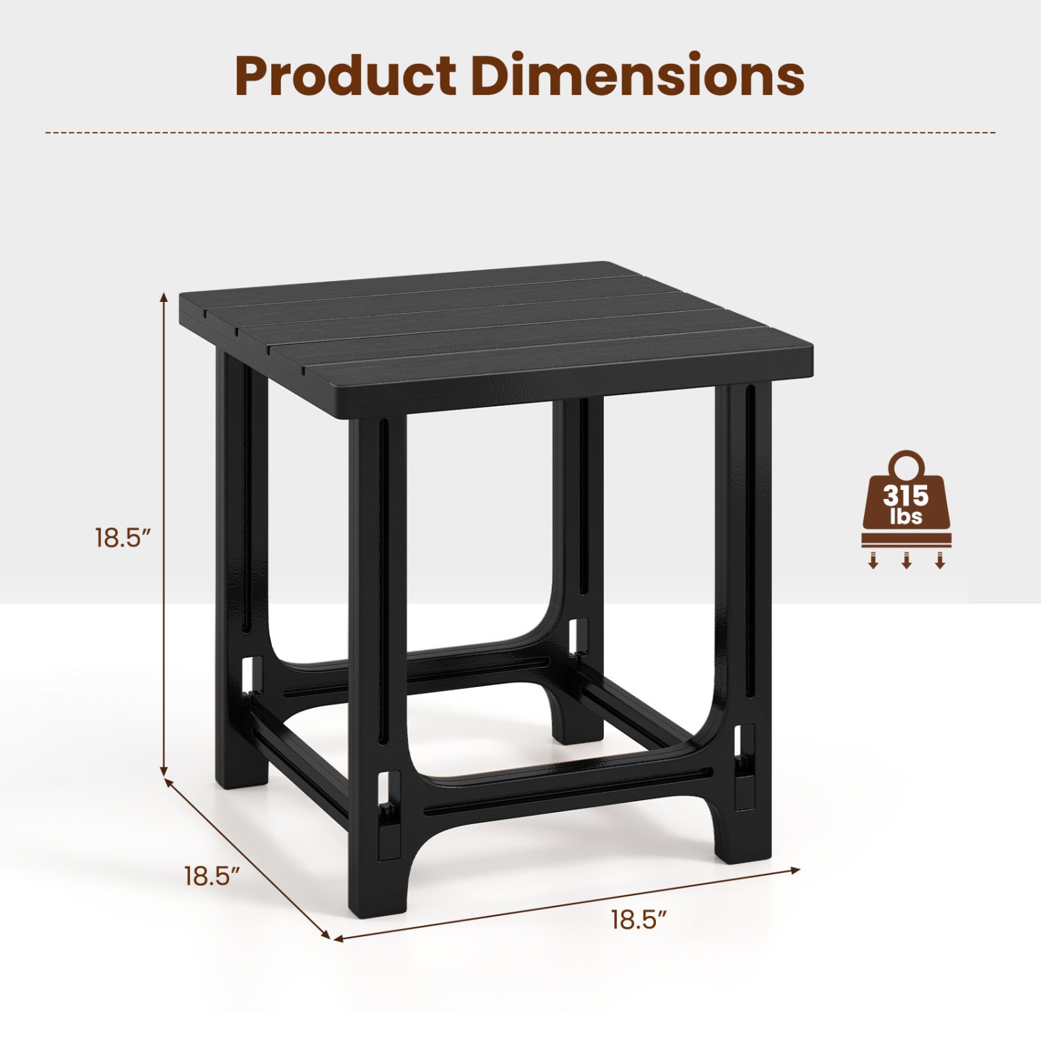 18" Adirondack Side Table with Slatted HDPE Surface