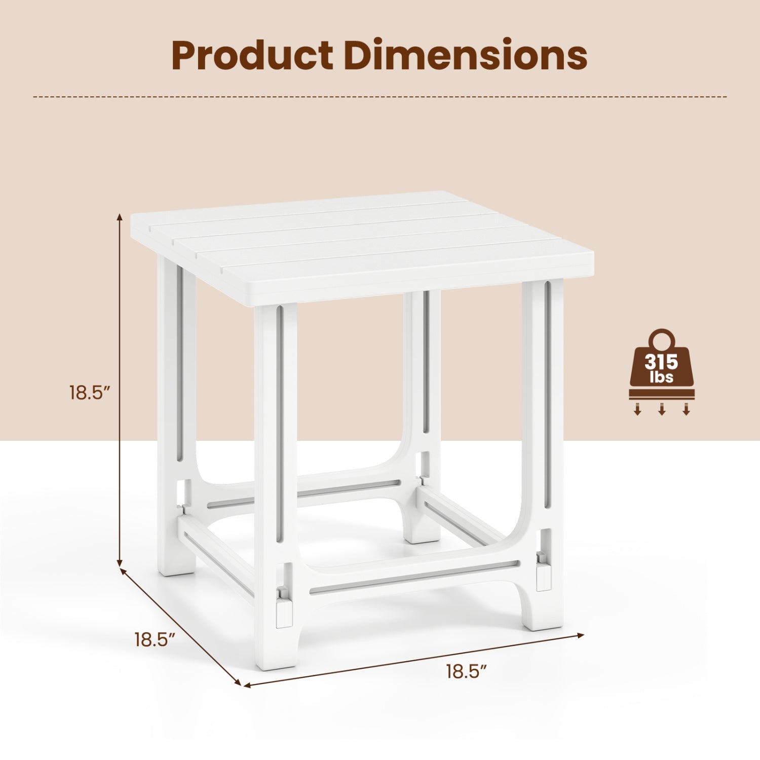 18" Adirondack Side Table with Slatted HDPE Surface