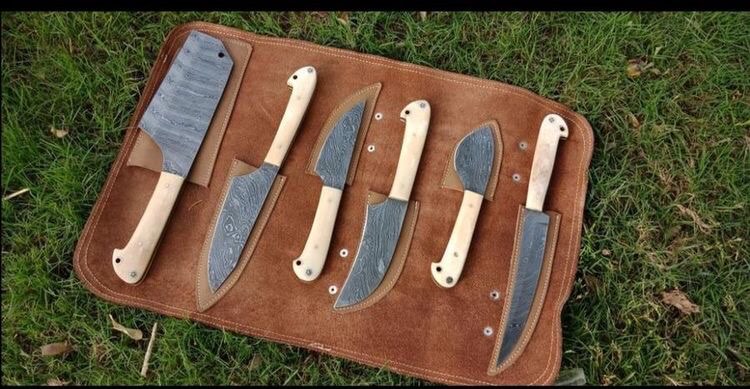 DAMASCUS STEEL OUTDOOR KITCHEN KNIVES SET