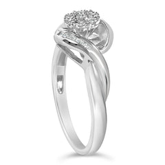Sterling Silver 1/10 Cttw Diamond Bypass Cluster Ring