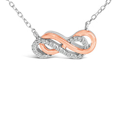 14K Rose Gold Plated Sterling Silver Diamond Accent Double Infinity Pendant Necklace