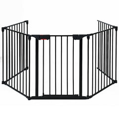 115 Inch Length 5 Panel Adjustable Wide Fireplace Fence-Black