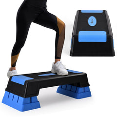 Aerobic Exercise Stepper Trainer with Adjustable Height 5 Inch- 7 Inch- 9 Inch-Blue