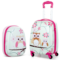 2 Pieces 12 Inch 16 Inch Green ABS Kids Suitcase Luggage Set