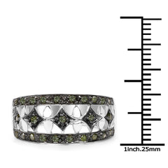 0.32 Carat Genuine Green Diamond .925 Sterling Silver Ring