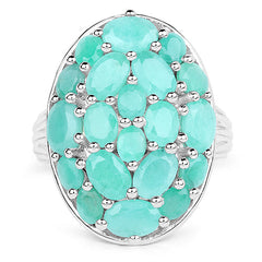5.48 Carat Genuine Emerald .925 Sterling Silver Ring