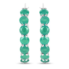 2.38 Carat Genuine Emerald .925 Sterling Silver Earrings