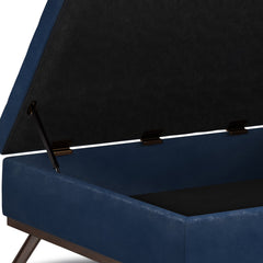 Owen Square Coffee Table Storage Ottoman - Distressed Dark Blue