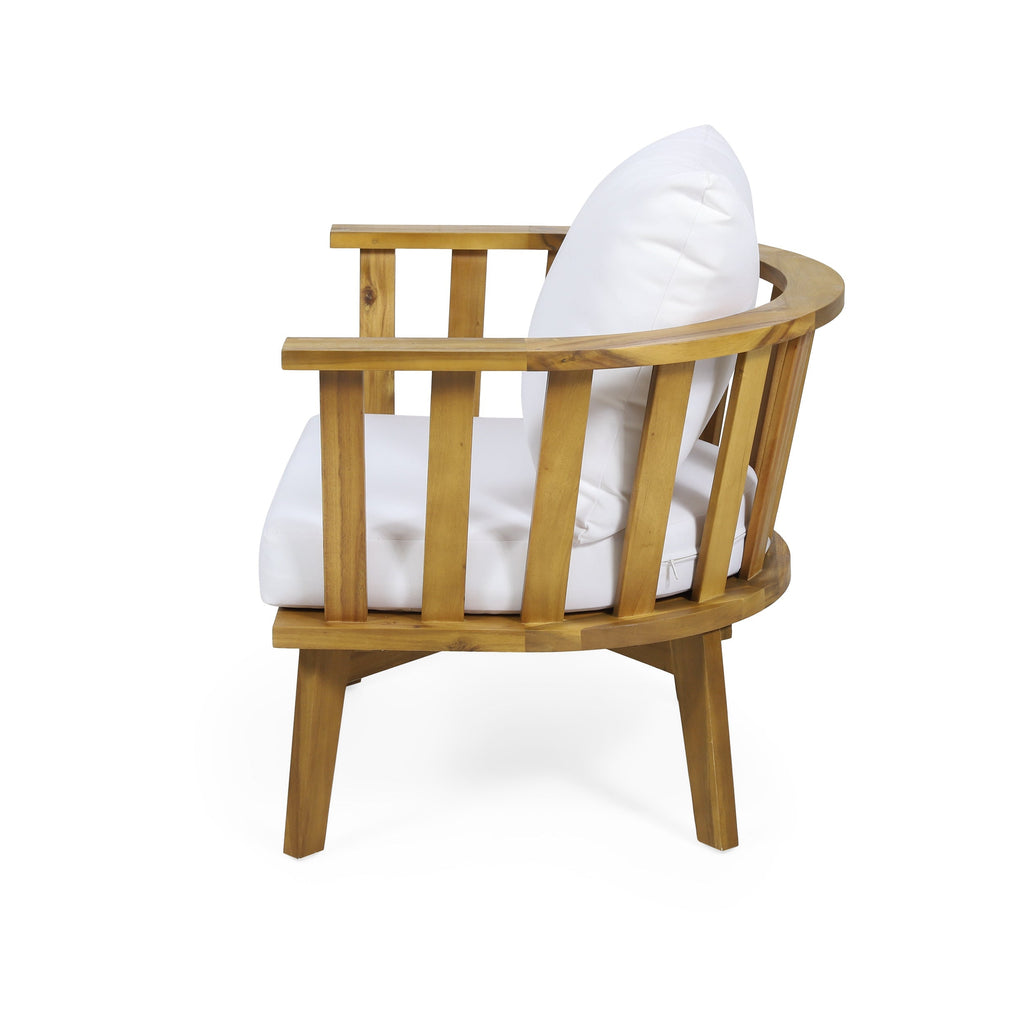 Set of 2 Outdoor Acacia Wood Patio Club Chairs