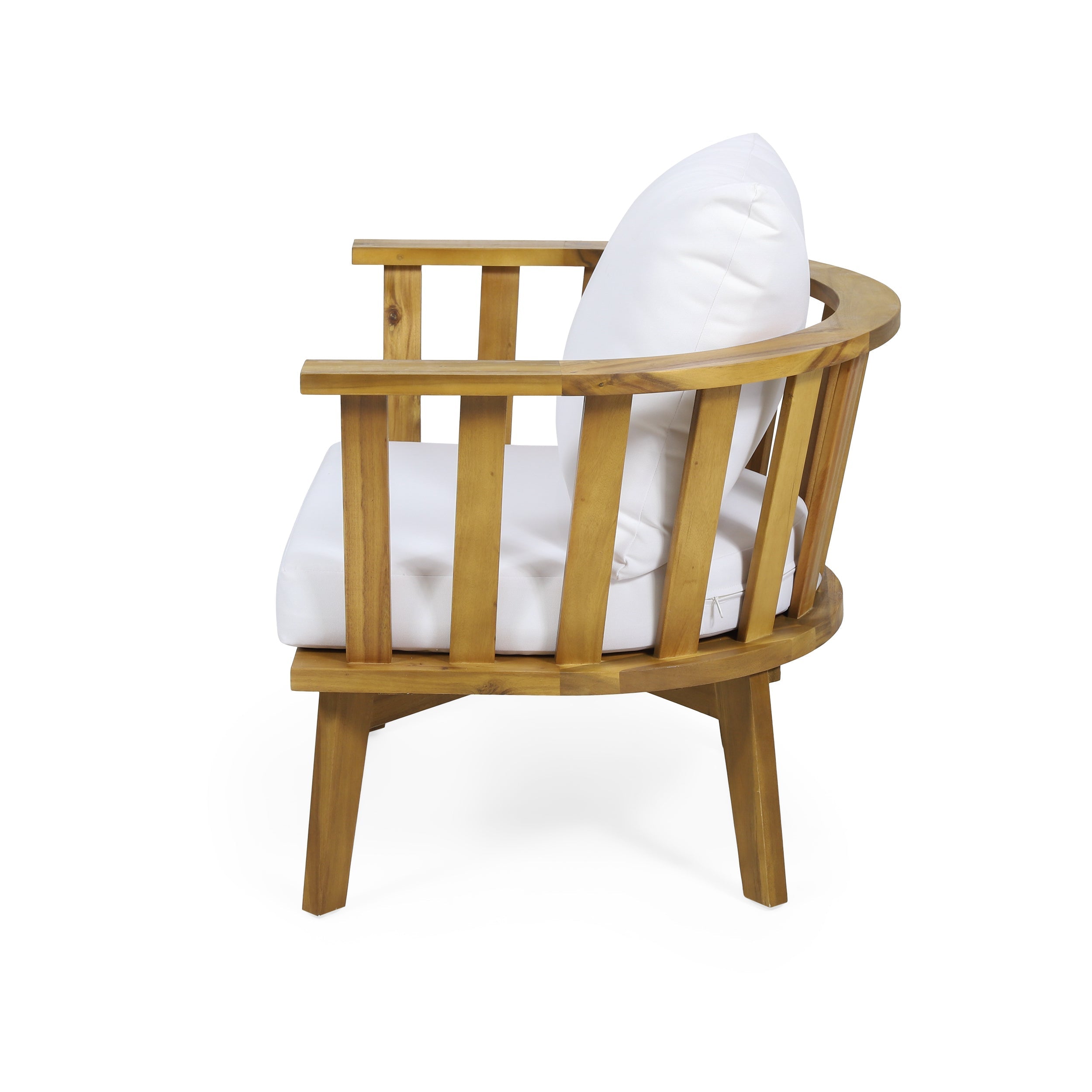 Set of 2 Outdoor Acacia Wood Patio Club Chairs
