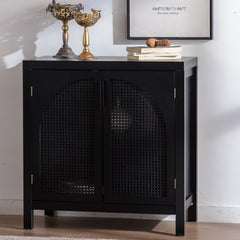 Black Accent Cabinet with 2 Doors 29 Inch Narrow Credenza
