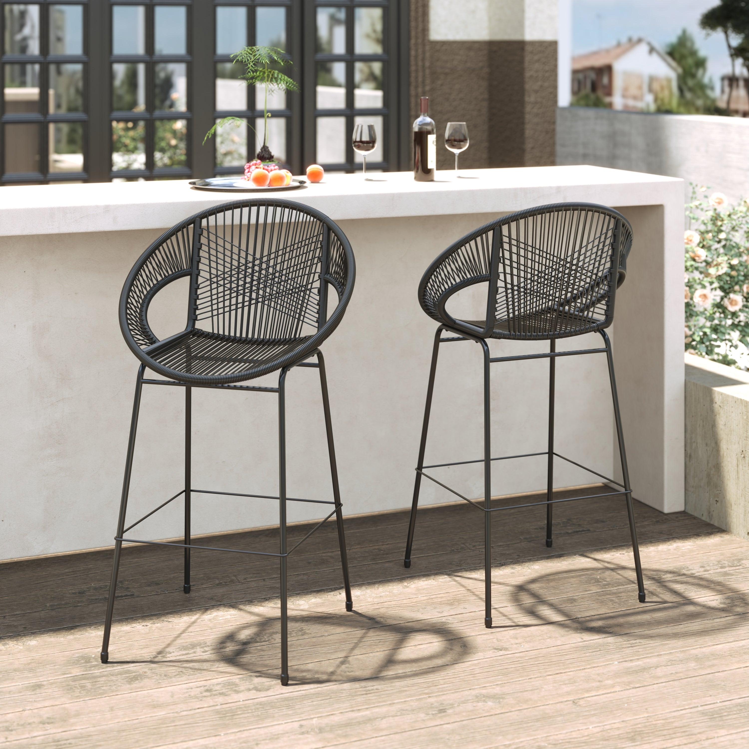 Outdoor Patio Barstool Set Weather Resistant