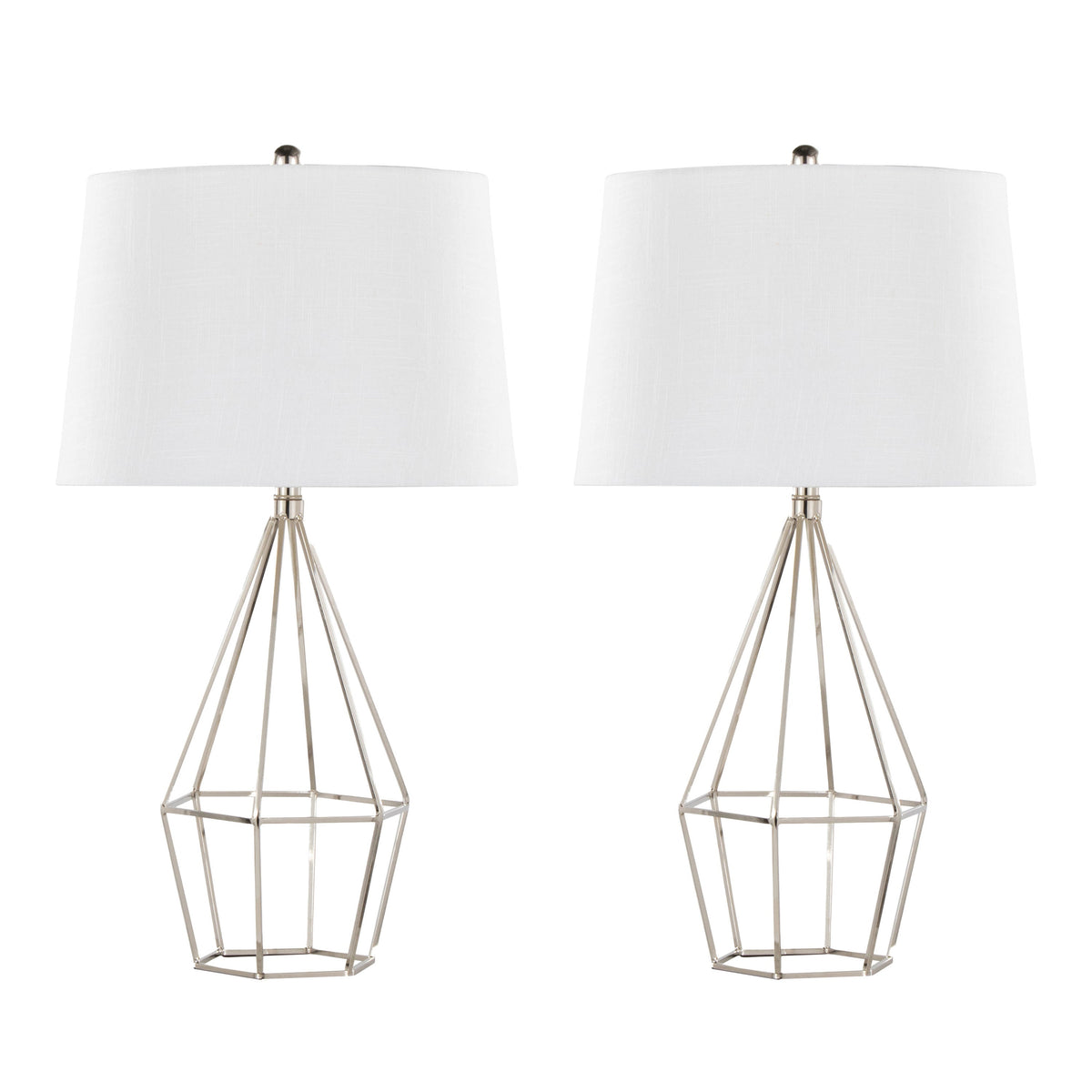 Diana 29" Contemporary Metal Table Lamp Set in Polished Nickel