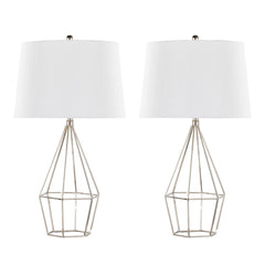 Diana 29" Contemporary Metal Table Lamp Set in Polished Nickel
