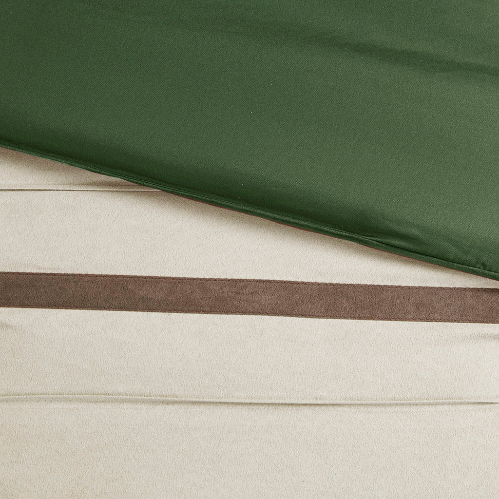 7 Pc Pieced Faux Suede Comforter Set Green King