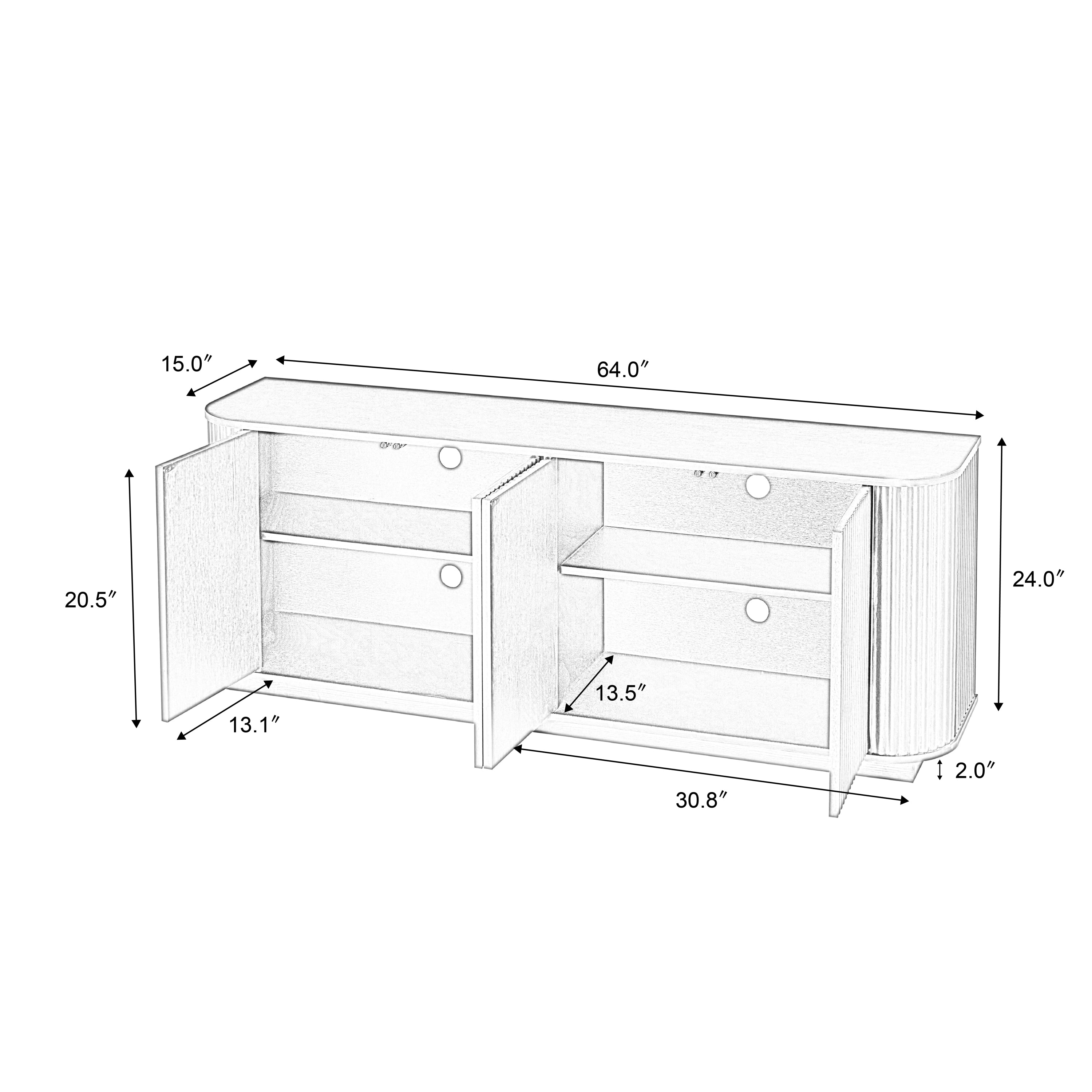 wave pattern sideboard storage cabinet