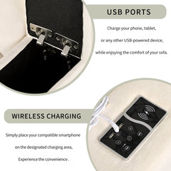 U-Style Upholstered Modular Sofa with Storage and Built-in Tech