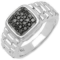 0.22 Carat Genuine Black Diamond .925 Sterling Silver Ring