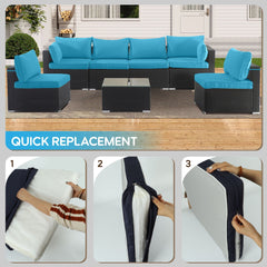 Outdoor Deep Seat Cushions For Patio Furniture Replacement, Cushion Set For Sectionals