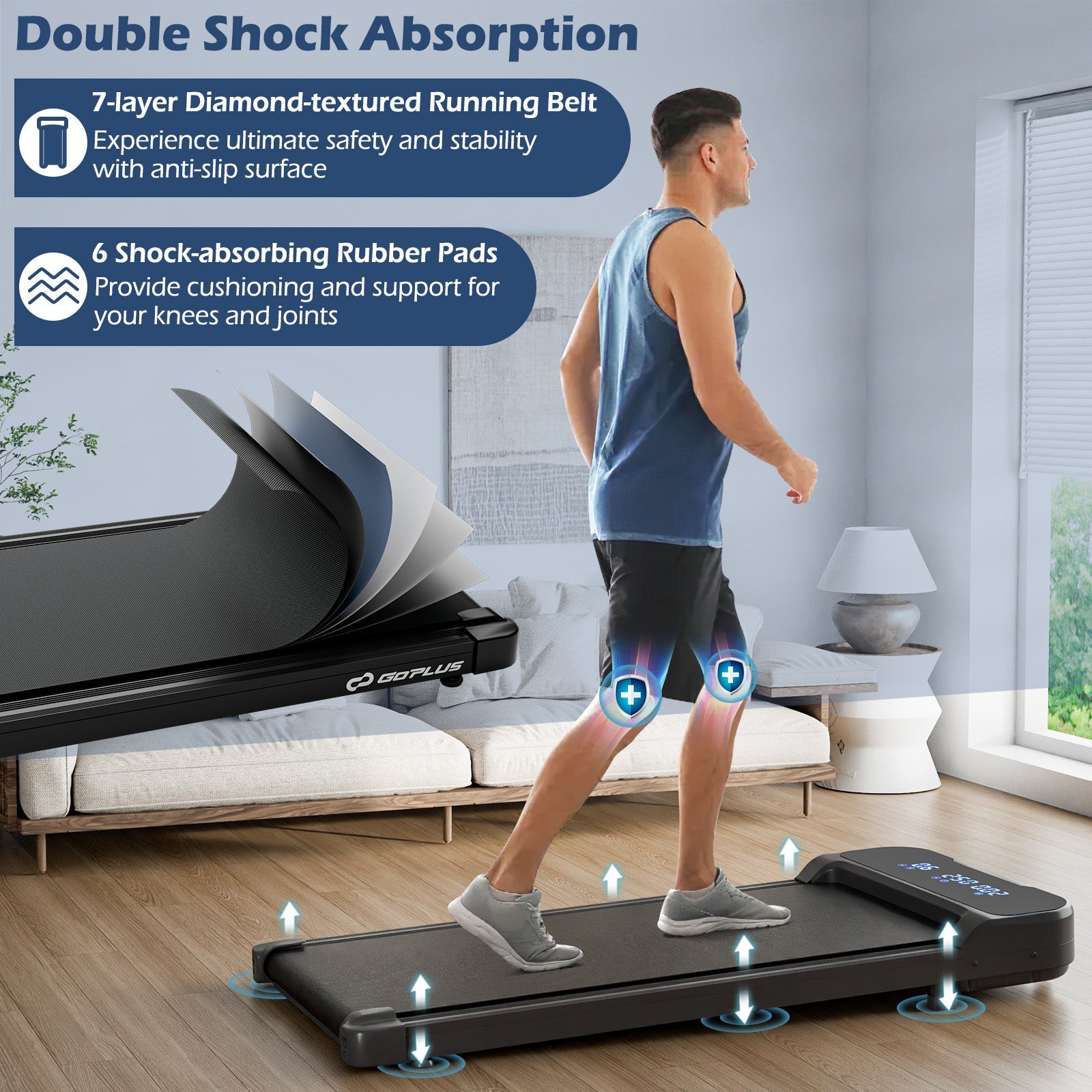 2.5HP Under Desk Treadmill with Remote Control and 3 Countdown Modes-Black
