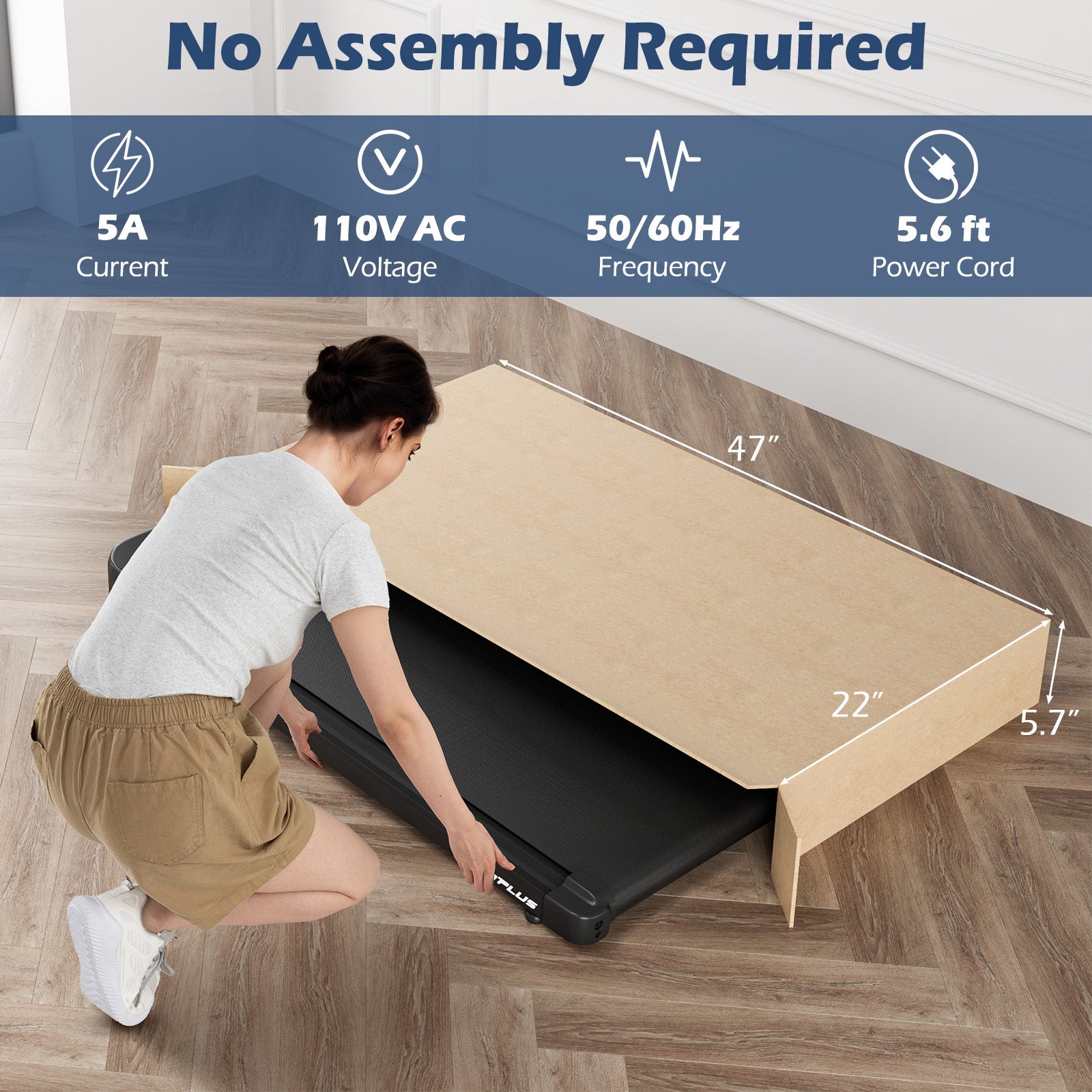2.5HP Under Desk Treadmill with Remote Control and 3 Countdown Modes-Black
