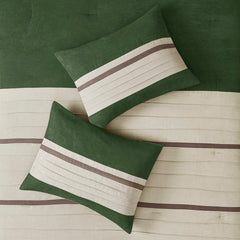 7 Pc Pieced Faux Suede Comforter Set Green King